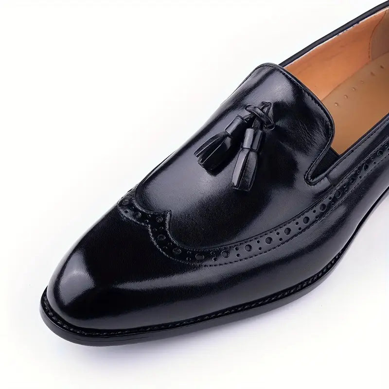 Heren Retro Wingtip Loafers met Kwastjes – Klassiek & Verfijnd