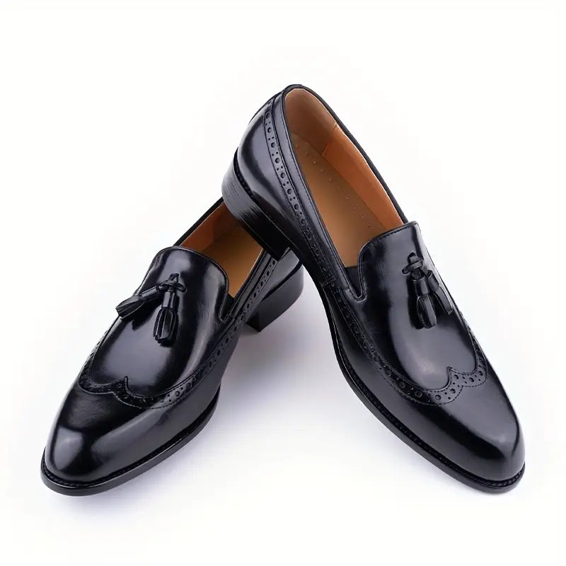 Heren Retro Wingtip Loafers met Kwastjes – Klassiek & Verfijnd