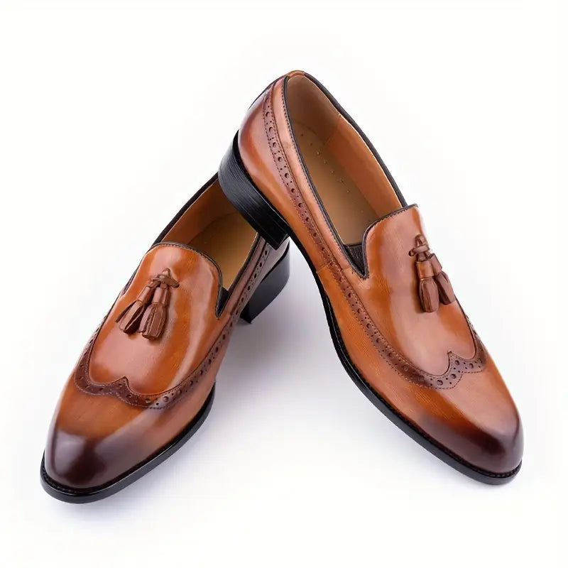 Heren Retro Wingtip Loafers met Kwastjes – Klassiek & Verfijnd