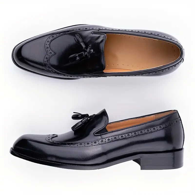 Heren Retro Wingtip Loafers met Kwastjes – Klassiek & Verfijnd