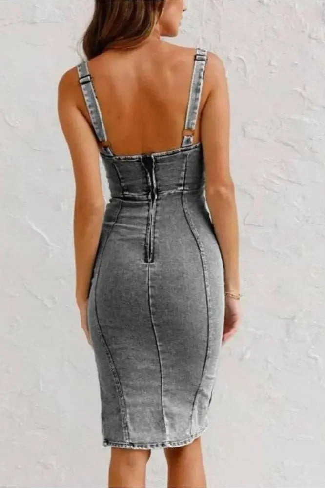 Anna Denim jurk met verstelbare bandjes